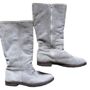 LL Bean Tall Boots Suede Leather Zip Shearling Lined Vintage England Size 11